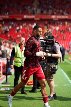 Cody Gakpo of Liverpoolvduring a Premier League 2025-26 football match between Liverpool and Chelsea at Anfield in Liverpool, England Copyright: xKobyxAbott SPPx Sportspressphoto_SPR143561