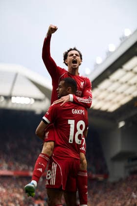 Curtis Jones of Liverpool and Cody Gakpo of Liverpool react during a Premier League 2025-26 football match between Liverpool and Chelsea at Anfield in Liverpool, England Copyright: xKobyxAbott SPPx Sportspressphoto_SPR143573