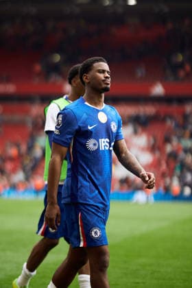 Jorrel Hato of Chelsea during a Premier League 2025-26 football match between Liverpool and Chelsea at Anfield in Liverpool, England Copyright: xKobyxAbott SPPx Sportspressphoto_SPR143574