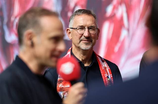 GER, 1.Bundesliga, RB Leipzig - FC St.Pauli 09.05.2026, Leipzig, Red Bull Arena, GER, Saison 2025 2026, 1.Bundesliga, 33.Spieltag, RasenBallsport Leipzig vs FC St.Pauli im Bild Achim Beierlorzer - einer der Aufstiegshelden von 2016, RB spielt seit 10 Jahren in der 1.Bundesliga DFL regulations prohibit any use of photographs as image sequences and or quasi-video