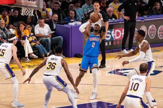Los Angeles Lakers v Oklahoma City Thunder - NBA, Basketball Herren, USA Conference Semifinals LOS ANGELES, CA, UNITED STATES - MAY 9: Shai Gilgeous-Alexander (2) of Oklahoma City Thunder in action during NBA Conference Semifinals Game 3 between Los Angeles Lakers and Oklahoma City Thunder at Oklahoma City Thunder in Los Angeles, United States on May 9, 2026. Jon Putman Anadolu Los Angeles United States. Editorial use only. Please get in touch for any other usage.  Copyright: x2026xAnadoluxJonxPutmanx
