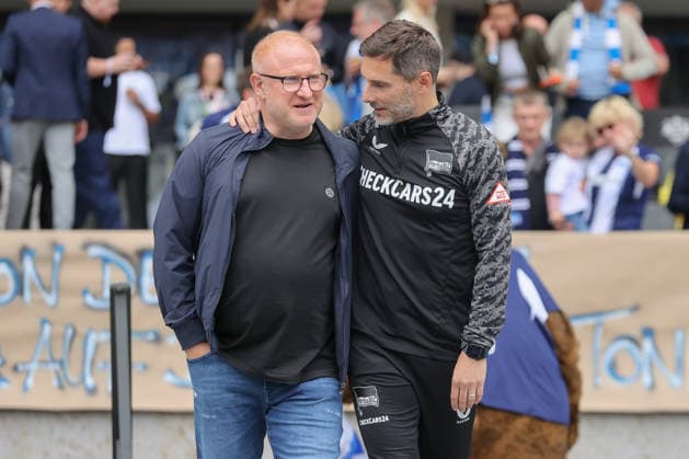 10.05.2025, xtgx, Fussball 2. Bundesliga, Hertha BSC Berlin - SpVgg Greuther Fürth emspor, v.l. Heiko Vogel (Fürth, Trainer), Stefan Leitl (Hertha, Trainer) (DFL DFB REGULATIONS PROHIBIT ANY USE OF PHOTOGRAPHS as IMAGE SEQUENCES and or QUASI-VIDEO) Berlin