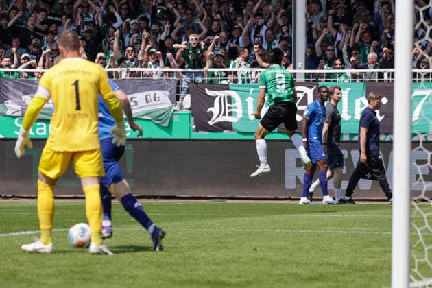 10.05.2026, xgrfx, Fussball 2.Bundesliga, Preußen Münster - SV Darmstadt 98 v.l. Tor, Shin Yamada zum 1:0 (Preußen Münster) (DFL DFB REGULATIONS PROHIBIT ANY USE OF PHOTOGRAPHS as IMAGE SEQUENCES and or QUASI-VIDEO) Münster