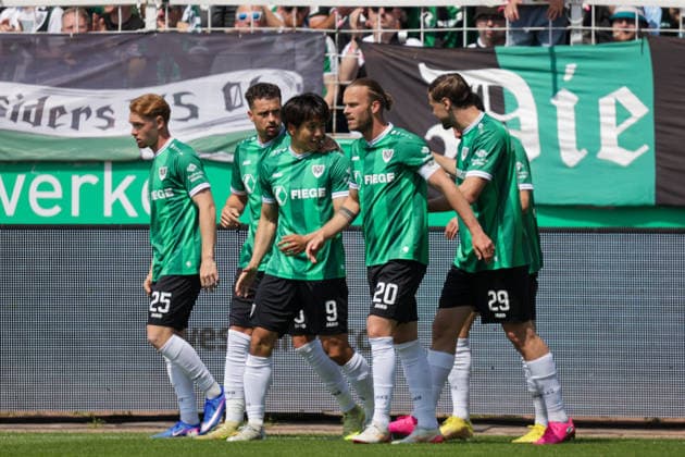 10.05.2026, xgrfx, Fussball 2.Bundesliga, Preußen Münster - SV Darmstadt 98 v.l. Tor, Shin Yamada zum 1:0 (Preußen Münster) (DFL DFB REGULATIONS PROHIBIT ANY USE OF PHOTOGRAPHS as IMAGE SEQUENCES and or QUASI-VIDEO) Münster