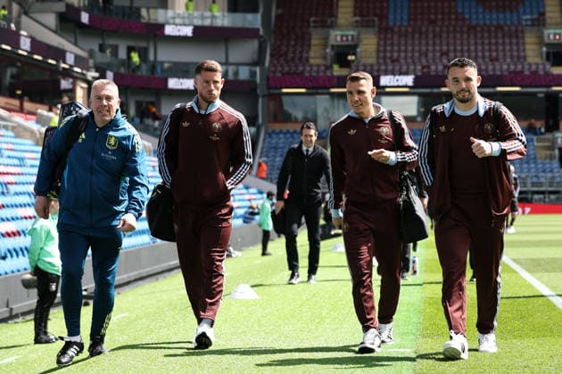 10th May 2026; Turf Moor, Burnley, Lancashire, England; Premier League Football, Burnley versus Aston Villa; John McGinn of Aston Villa with team mates Ross Barkley and Lucas Digne DavidxBlunsden