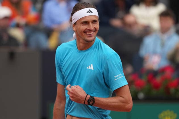 Alexander Zverev of Germany celebrates after winning his match against Alexander Blockx of Belgium at the Internazionali BNL d Italia 2026 tennis tournament at Foro Italico in Rome (Italy) on May, 10, 2026. AntoniettaxBaldassarre