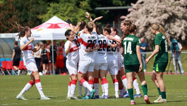 10.05.26 Frauen VfB Stuttgart - VfL Wofsburg II Deutschland, Stuttgart, 10.05.2026, Fussball, Frauen, 2. Bundesliga, Saison 2025 2026, VfB Stuttgart - VfL Wolfsburg II: Fabienne Dongus (VfB Stuttgart); Jubel Tor 1:0 Dongus.