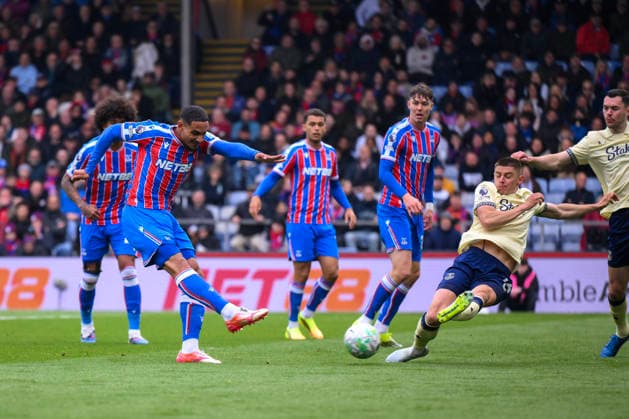Crystal Palace v Everton Premier League Maxence Lacroix of Crystal Palace shoots at goal during the Premier League match at Selhurst Park, London 10 05 2026 UK Newspapers OUT Copyright: xMalcolmxFellx FIL-23415-0023