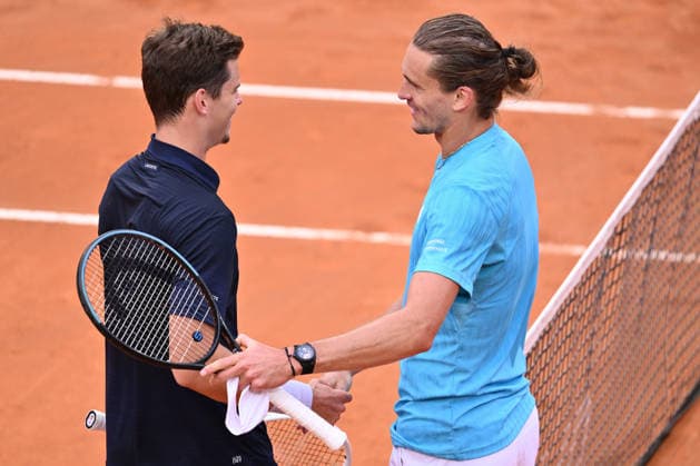TENNIS - Internazionali di Tennis - Internazionali BNL d Italia Photo by IPA ABACAPRESS.COM84542319 - Alexander Blockx of Belgium and Alexander Zverev of Germany at the end of the match during the Internazionali BNL d Italia Day Six at Foro Italico on May 10, 2026 in Rome, Italy. Rome Italy  Copyright: xIPAxSport ABACAx