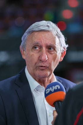 Svetislav Pesic (FC Bayern Basketball, Chef-Trainer) beim Interview vor dem Spiel, GER, FC Bayern Basketball vs. EWE Baskets Oldenburg, Basketball, easycredit Basketball Bundesliga, 34. Spieltag, Saison 2025 2026, 10.05.2026, GER, FC Bayern Basketball vs. EWE Baskets Oldenburg, Basketball, easycredit Basketball Bundesliga, 34. Spieltag, Saison 2025 2026, 10.05.2026 Muenchen Copyright: xEibner-Pressefoto JennixMaulx EP_JML