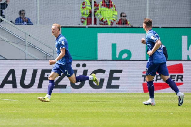 10.05.2026, xgrfx, Fussball 2.Bundesliga, Preußen Münster - SV Darmstadt 98 v.l. Tor, Isac Lidberg zum 1:1 (SV Darmstadt) (DFL DFB REGULATIONS PROHIBIT ANY USE OF PHOTOGRAPHS as IMAGE SEQUENCES and or QUASI-VIDEO) Münster