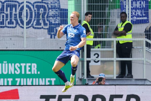 10.05.2026, xgrfx, Fussball 2.Bundesliga, Preußen Münster - SV Darmstadt 98 v.l. Tor, Isac Lidberg zum 1:1 (SV Darmstadt) (DFL DFB REGULATIONS PROHIBIT ANY USE OF PHOTOGRAPHS as IMAGE SEQUENCES and or QUASI-VIDEO) Münster