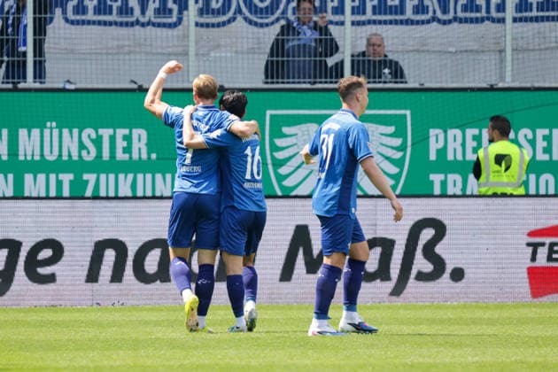 10.05.2026, xgrfx, Fussball 2.Bundesliga, Preußen Münster - SV Darmstadt 98 v.l. Tor, Isac Lidberg zum 1:1 (SV Darmstadt) (DFL DFB REGULATIONS PROHIBIT ANY USE OF PHOTOGRAPHS as IMAGE SEQUENCES and or QUASI-VIDEO) Münster