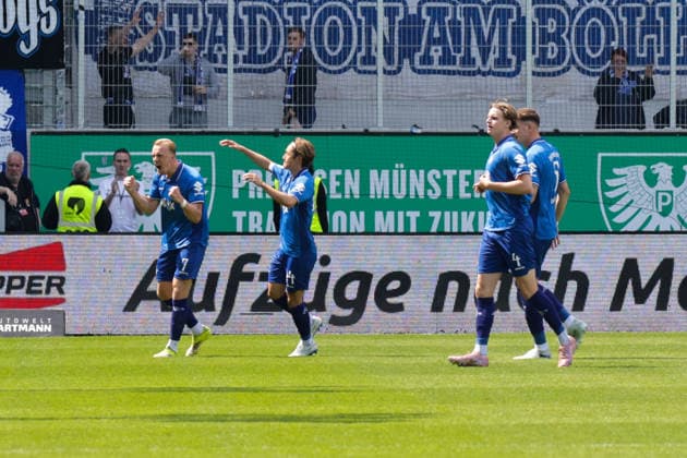 10.05.2026, xgrfx, Fussball 2.Bundesliga, Preußen Münster - SV Darmstadt 98 v.l. Tor, Isac Lidberg zum 1:1 (SV Darmstadt) (DFL DFB REGULATIONS PROHIBIT ANY USE OF PHOTOGRAPHS as IMAGE SEQUENCES and or QUASI-VIDEO) Münster