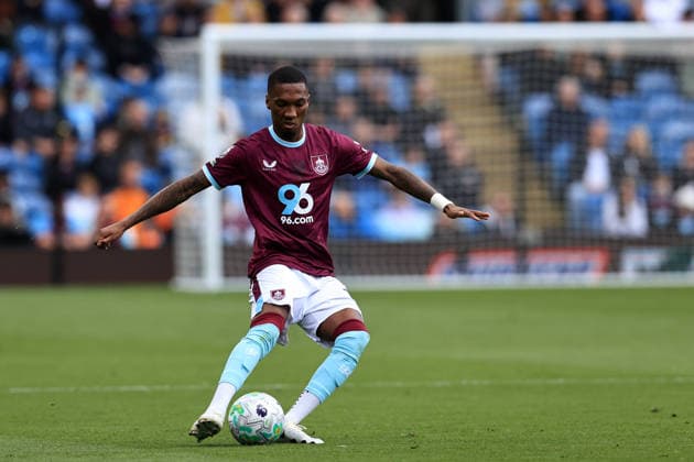 10th May 2026; Turf Moor, Burnley, Lancashire, England; Premier League Football, Burnley versus Aston Villa; Jaidon Anthony of Burnley takes a free kick DavidxBlunsden