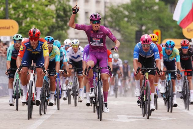 Paul Magnier (Soudal Quick-Step) winner stage during Stage 3 of the Giro d™Italia, from Plovdiv to Sofia, Bulgaria, Sunday, May 10, 2026.  Copyright: xGianxMattiaxD Alberto LaPressex