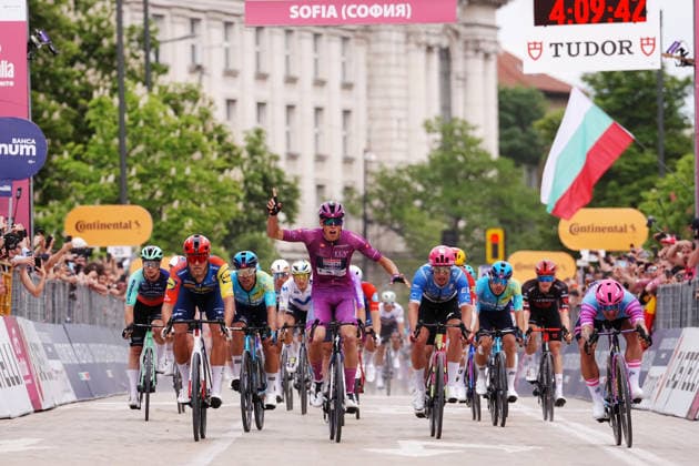 Paul Magnier (Soudal Quick-Step) winner stage during Stage 3 of the Giro d™Italia, from Plovdiv to Sofia, Bulgaria, Sunday, May 10, 2026.  Copyright: xGianxMattiaxD Alberto LaPressex