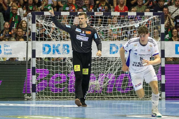 10.05.2026, xgox, Handball - Daikin HBL SC Magdeburg - Handball Verein Hamburg emspor, v.l. Sergey Hernandez Ferrer (Magdeburg, 1) Jubel, Torjubel, jubelt ueber das Tor, celebrate the goal, celebration Magdeburg