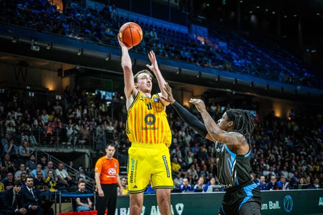 Basketball Berlin 10.05.2026 Saison 2025 2026 EasyCredit BBL 1. Bundesliga Männer, Herren Alba Berlin - Science City Jena Moses Wood (Alba Berlin, No.11)
