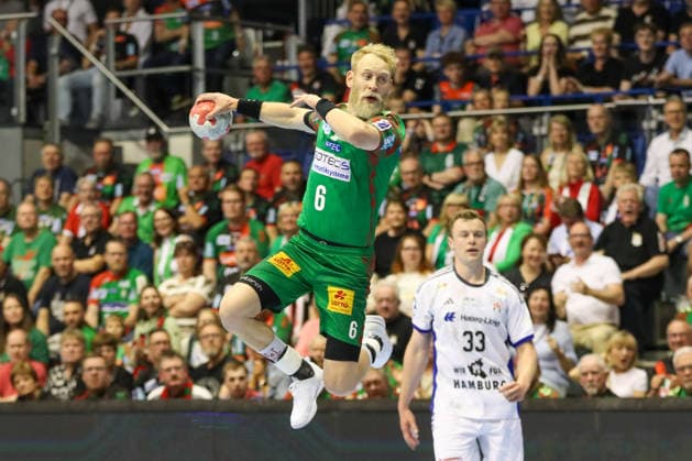 10.05.2026, xgox, Handball - Daikin HBL SC Magdeburg - Handball Verein Hamburg emspor, v.l. Matthias Musche (Magdeburg, 6) wirft Tor, Torschuetze, erzielt Tor, Treffer, scores the goal Magdeburg