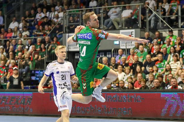 10.05.2026, xgox, Handball - Daikin HBL SC Magdeburg - Handball Verein Hamburg emspor, v.l. Omar Ingi Magnusson (Magdeburg, 14) wirft Tor, Torschuetze, erzielt Tor, Treffer, scores the goal Magdeburg