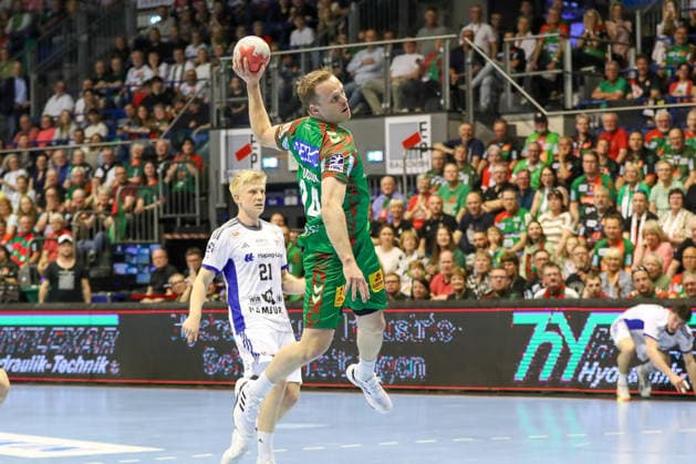 10.05.2026, xgox, Handball - Daikin HBL SC Magdeburg - Handball Verein Hamburg emspor, v.l. Omar Ingi Magnusson (Magdeburg, 14) wirft Tor, Torschuetze, erzielt Tor, Treffer, scores the goal Magdeburg