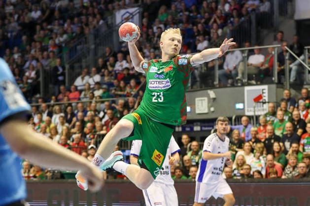 10.05.2026, xgox, Handball - Daikin HBL SC Magdeburg - Handball Verein Hamburg emspor, v.l. Magnus Saugstrup (Magdeburg, 23) wirft Tor, Torschuetze, erzielt Tor, Treffer, scores the goal Magdeburg