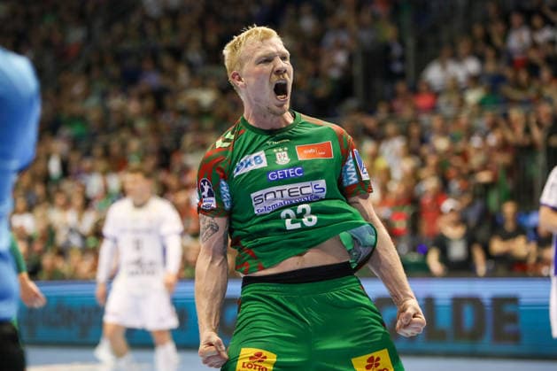 10.05.2026, xgox, Handball - Daikin HBL SC Magdeburg - Handball Verein Hamburg emspor, v.l. Magnus Saugstrup (Magdeburg, 23) Jubel, Torjubel, jubelt ueber das Tor, celebrate the goal, celebration Magdeburg