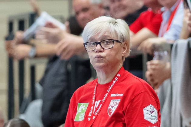 Trainerin Ines Seidler (Halle), SV Union Halle-Neustadt vs. Buxtehuder SV, Handball Bundesliga Frauen, Play-Offs 5-11 Spieltag 4, Saison 2025 26, 10.05.2026 Halle SWH Arena Sachsen-Anhalt Deutschland