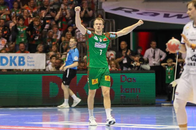 10.05.2026, xgox, Handball - Daikin HBL SC Magdeburg - Handball Verein Hamburg emspor, v.l. Felix Claar (Magdeburg, 7) Jubel, Torjubel, jubelt ueber das Tor, celebrate the goal, celebration Magdeburg