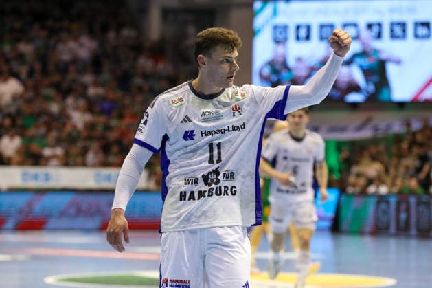 10.05.2026, xgox, Handball - Daikin HBL SC Magdeburg - Handball Verein Hamburg emspor, v.l. Nicolaj Jorgensen (Hamburg, 11) Jubel, Torjubel, jubelt ueber das Tor, celebrate the goal, celebration Magdeburg