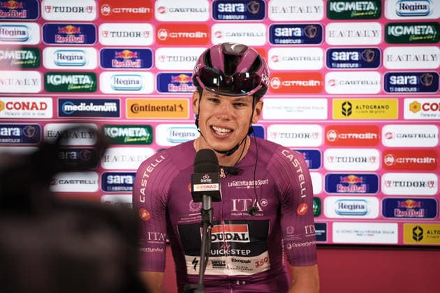 Paul Magnier (Soudal Quick-Step) press conference, PK, Pressekonferenz during Stage 3 of the Giro d™Italia, from Plovdiv to Sofia, Bulgaria, Sunday, May 10, 2026.  Copyright: xMarcoxAlpozzi LaPressex