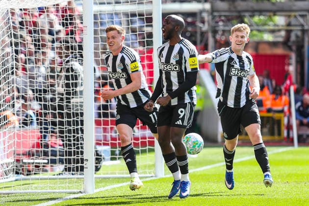Nottingham Forest v Newcastle United, Premier League Harvey Barnes Of Newcastle United scores a GOAL 0-1 and celebrates during the Nottingham Forest v Newcastle United Premier League match at the City Ground, West Bridgford, England on 10 May 2026 Credit: Lee Keuneke Every Second Media Editorial use only. All images are copyright Every Second Media Limited. No images may be reproduced without prior permission. All rights reserved. Premier League and Football League images are subject to licensing agreements with Football DataCo Limited. see https: www.football-dataco.com Copyright: xIMAGO EveryxSecondxMediax ESM-1980-0141 LeexKeunekex xEveryxSecondxMediax