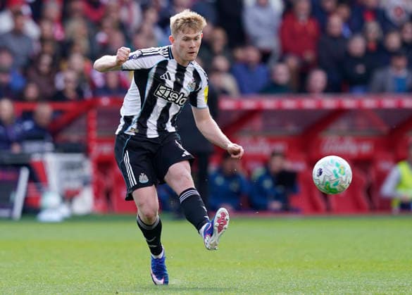 Nottingham, England, 10th May 2026. Lewis Hall of Newcastle United during the Nottingham Forest vs Newcastle United Premier League match at the City Ground, Nottingham. Picture credit should read: Andrew Yates Sportimage EDITORIAL USE ONLY. No use with unauthorised audio, video, data, fixture lists, club league logos or live services. Online in-match use limited to 120 images, no video emulation. No use in betting, games or single club league player publications. SPI_051_AY_NOTTS_FOREST_NEWC SPI-4792-0051