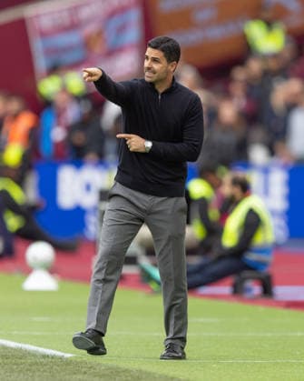 West Ham United v Arsenal FC, Premier League, Football, London Stadium, London, UK - 10 May 2026 Arsenal Manager Mikel Arteta reacts London London Stadium Stratford GBR, UK NEWSPAPERS OUT Copyright: xEllixBirchx