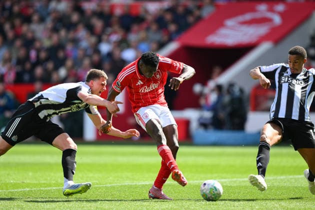 Nottingham Forest v Newcastle United - Premier League Taiwo Awoniyi of Nottingham Forest shoots at goal during the Premier League match between Nottingham Forest and Newcastle United at the City Ground in Nottingham, United Kingdom, on May 10, 2026. Nottingham Nottinghamshire United Kingdom  Copyright: xMIxNewsx originalFilename:fletcher-nottingh260510_nphxE.jpg