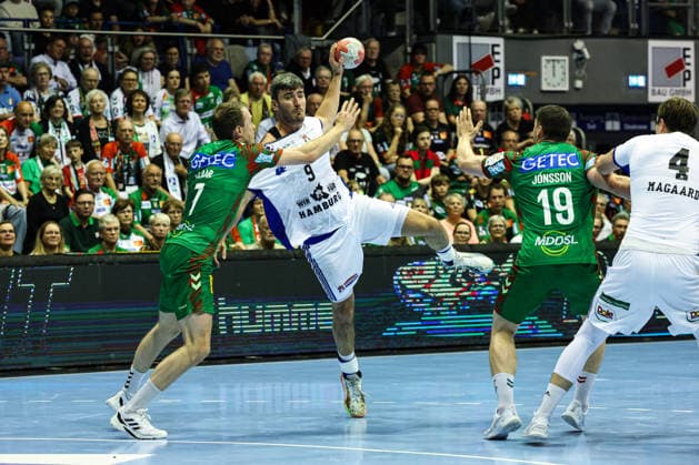 Jacob Lassen (HSV Hamburg,9) - Handball Bundesliga Saison 2025-2026 SC Magdeburg vs. HSV Hamburg in der GETEC Arena in Magdeburg - Aktion,Handball,Deutschland,10.05.2026