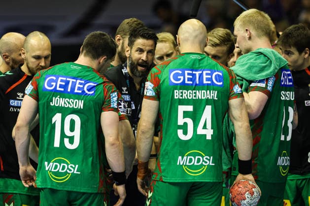 Trainer Bennet Wiegert (SC Magdeburg) mit seinen Spielern - Handball Bundesliga Saison 2025-2026 SC Magdeburg vs. HSV Hamburg in der GETEC Arena in Magdeburg - Handball,Deutschland,10.05.2026
