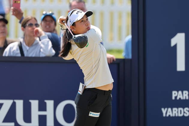 WEST CALDWELL, NJ - MAY 10: Atthaya Thitikul tees off at the tenth tee during the final round of the Mizuho Americas Open on May 10, 2026 at Mountain Ridge Country Club in West Caldwell, New Jersey. (Photo by Andrew Mordzynski Icon Sportswire) GOLF: MAY 10 LPGA, Golf Damen Mizuho Americas Open EDITORIAL USE ONLY Icon2605107765614