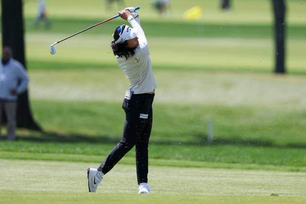 WEST CALDWELL, NJ - MAY 10: Atthaya Thitikul hits the ball at the tenth hole during the final round of the Mizuho Americas Open on May 10, 2026 at Mountain Ridge Country Club in West Caldwell, New Jersey. (Photo by Andrew Mordzynski Icon Sportswire) GOLF: MAY 10 LPGA, Golf Damen Mizuho Americas Open EDITORIAL USE ONLY Icon2605107765616
