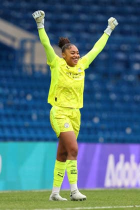 Chelsea v Man City Women 10 May 2026, London - Adobe Women™s FA Cup, Semi Final - Chelsea v Manchester City Women - Manchester City goalkeeper Khiara Keating celebrates their victory - Photo: Charlotte Wilson Offside. London UK Copyright: xCharlottexWilsonx xOffsidexOffside