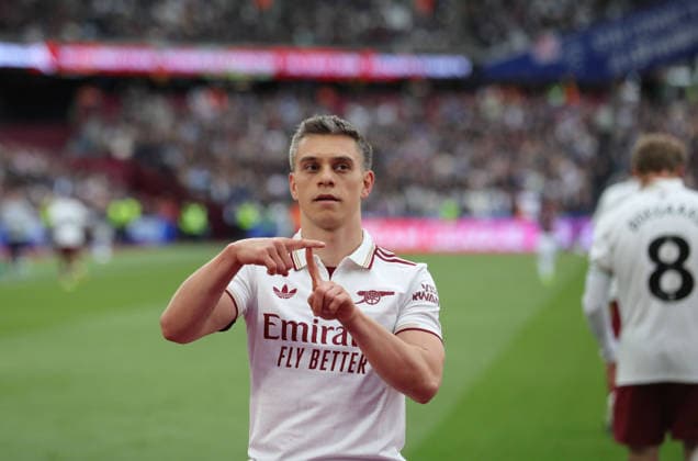 West Ham United v Arsenal, London, UK - 10 May 2026 Goal celebrations for Leandro Trossard of Arsenal during the Premier League match between West Ham United and Arsenal at the London Stadium, London on 10 May 2026. ( London London Stadium London England Copyright: xJoshxSmith PPAUKx PPA-273941