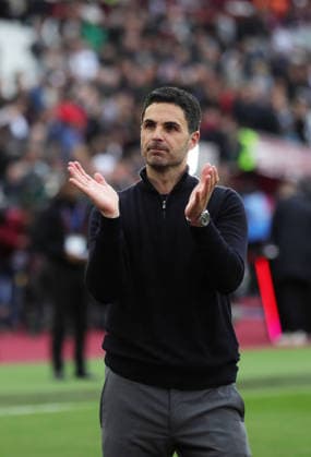 West Ham United v Arsenal, London, UK - 10 May 2026 Arsenal manager Mikel Arteta celebrates after the Premier League match between West Ham United and Arsenal at the London Stadium, London on 10 May 2026. ( London London Stadium London England Copyright: xJoshxSmith PPAUKx PPA-273948