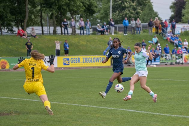 10.05.2026, Fußball, 2. Frauen-Bundesliga, 2025 2026, 25. Spieltag, SG 99 Andernach - SC Sand Rinesa Alija (20 Andernach) hatte die Führung auf dem Fuß. Andernach Stadion Rheinland-Pfalz Deutschland