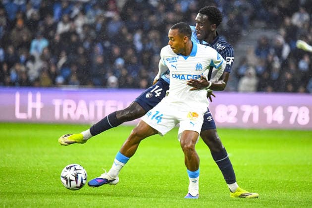 FOOTBALL : AC Le Havre vs Olympique de Marseille - Ligue 1 McDonald s - JournÃ e 33 - 10 05 2026 Igor Paixao (OM) Rassoul Ndiaye (AC Le Havre) Le HavreFrance  Copyright: xBaptistexAutissierx