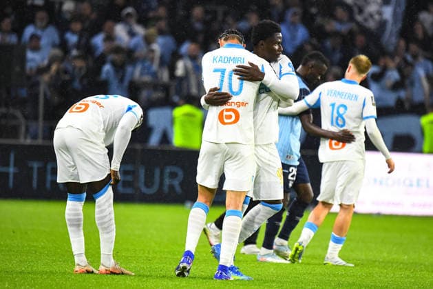 FOOTBALL : AC Le Havre vs Olympique de Marseille - Ligue 1 McDonald s - JournÃ e 33 - 10 05 2026 Joie des joueurs de l™OM apres la victoire contre Le Havre Le HavreFrance  Copyright: xBaptistexAutissierx