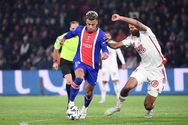 Paris Saint-Germain v Stade Brestois 29 - Ligue 1 McDonald s 2025 2026 71 Raphael LE GUEN (sb29) - 14 Desire DOUE (psg) during the Ligue 1 McDonald s match between Paris and Brest at Parc des Princes on May 10, 2026 in Paris, France. Paris France  Copyright: xFEPx 776348388