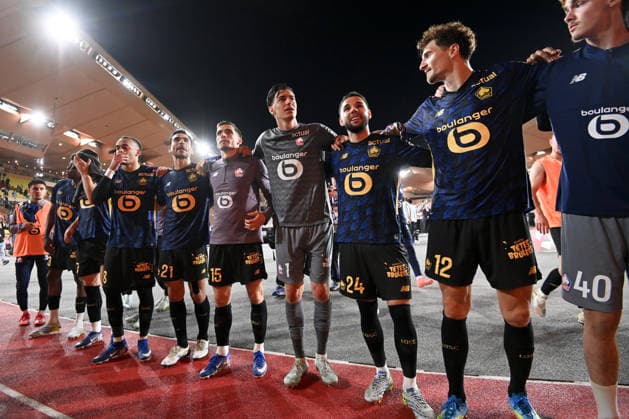 AS Monaco FC v Lille OSC - Ligue 1 McDonald s 2025 2026 21 Benjamin ANDRE (losc) - 15 Romain PERRAUD (losc) - 01 Berke OZER (losc) - 24 Calvin VERDONK (losc) - 12 Thomas MEUNIER (losc) during the Ligue 1 McDonald s match between Monaco and Lille at Stade Louis II on May 10, 2026 in Monaco, Monaco. Monaco Monaco  Copyright: xFEPx 776348385
