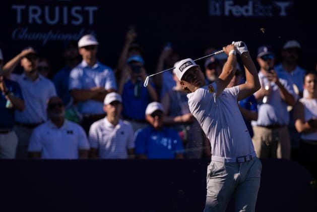 May 10, 2026: Kristoffer Reitan tees off on the seventeenth hole during the final round of the 2026 Truist Championship at Quail Hollow Club in Charlotte, NC. ( CSM) Charlotte United States - ZUMAc04_ 20260510_zma_c04_055 Copyright: xScottxKinserx