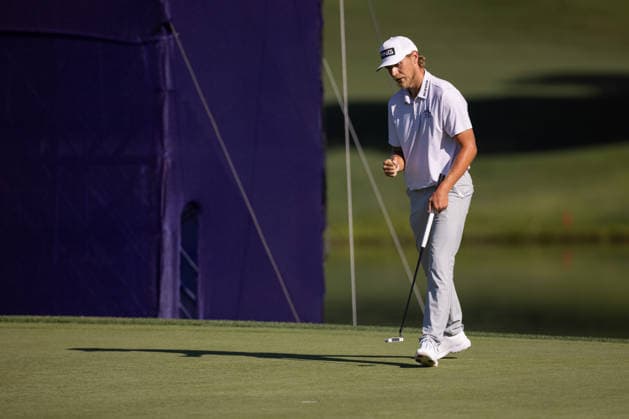 May 10, 2026: Kristoffer Reitan celebrates a par save on the sixteenth hole during the final round of the 2026 Truist Championship at Quail Hollow Club in Charlotte, NC. ( CSM) Charlotte United States - ZUMAc04_ 20260510_zma_c04_059 Copyright: xScottxKinserx